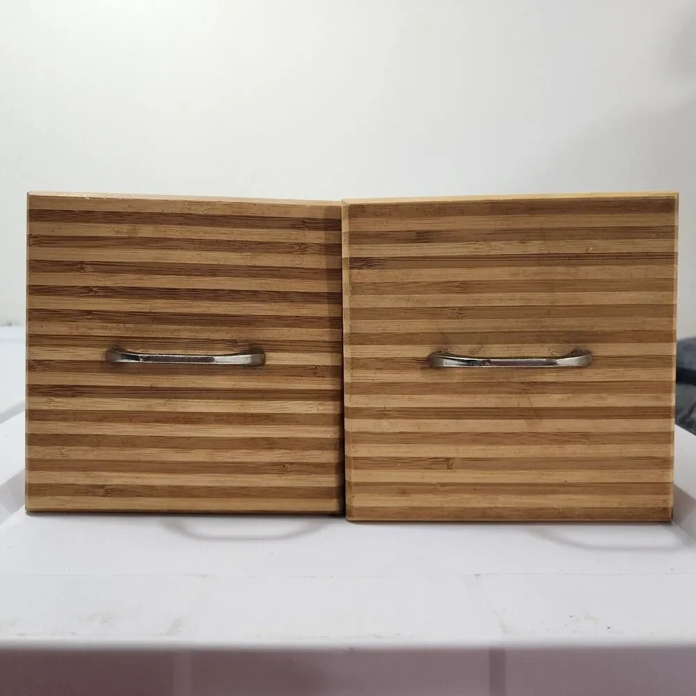 Vintage MCM Bamboo Fluted Column-style Decorative Boxes Kitchen Canisters Lid